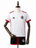 Flamengo away Kids kit front wood mannequin white background