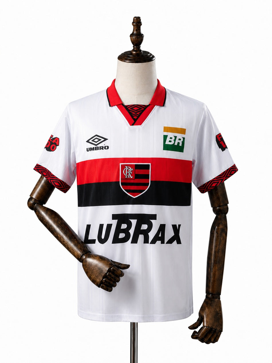 Flamengo Away Retro Jersey front wood mannequin white background