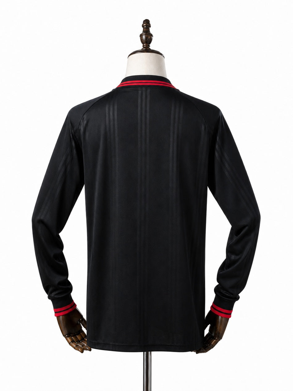 Flamengo Black Classic Edition Retro Long Sleeve Jersey back wood mannequin white background
