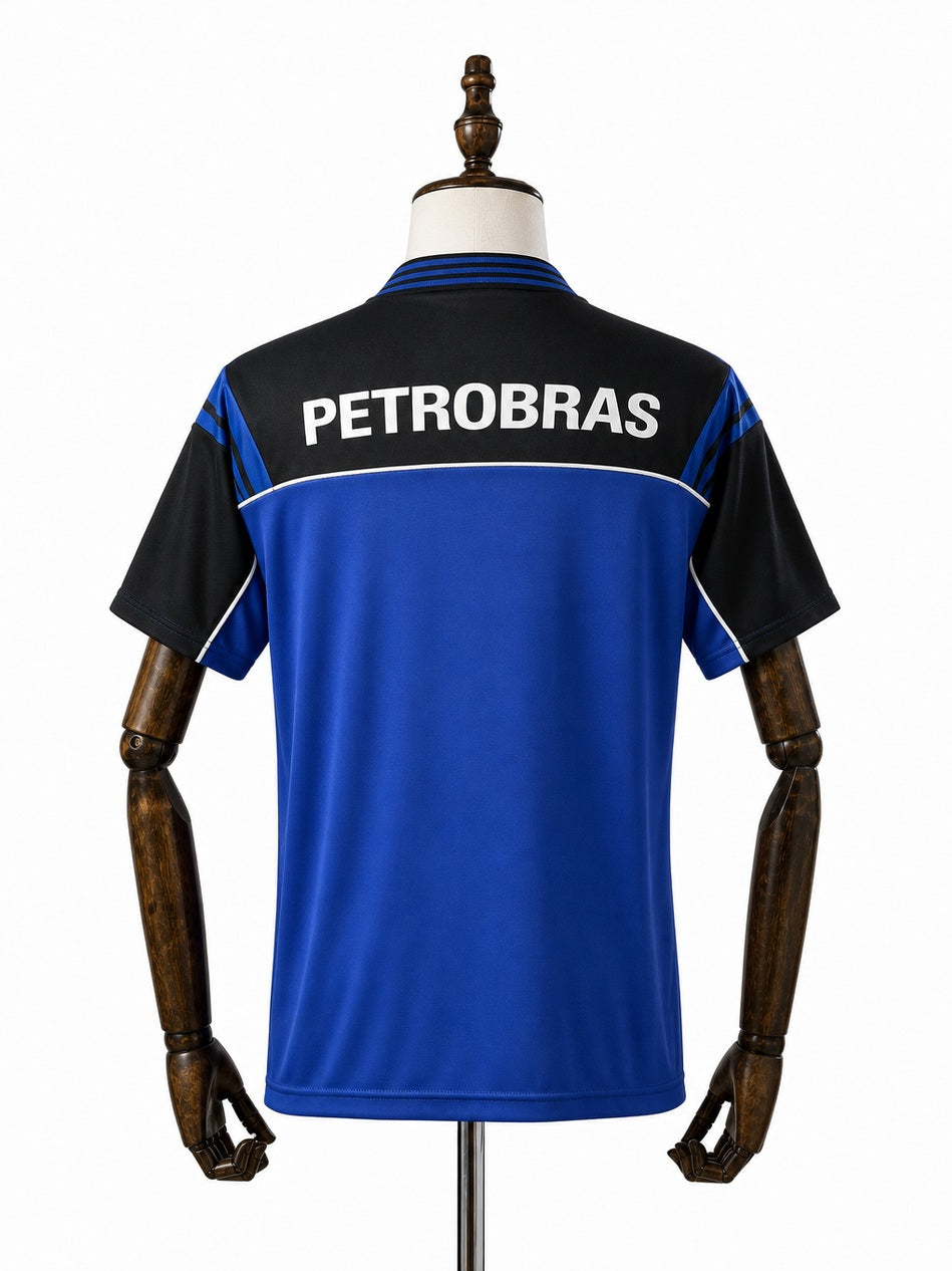 Flamengo Blue Goalkeeper Uniform Retro Jersey back wood mannequin white background
