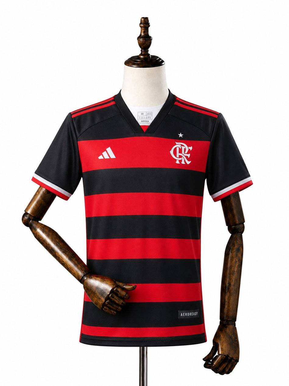 Flamengo CR Flamengo Home Kids Soccer Jerseys Kit 2024/25 front wood mannequin white background