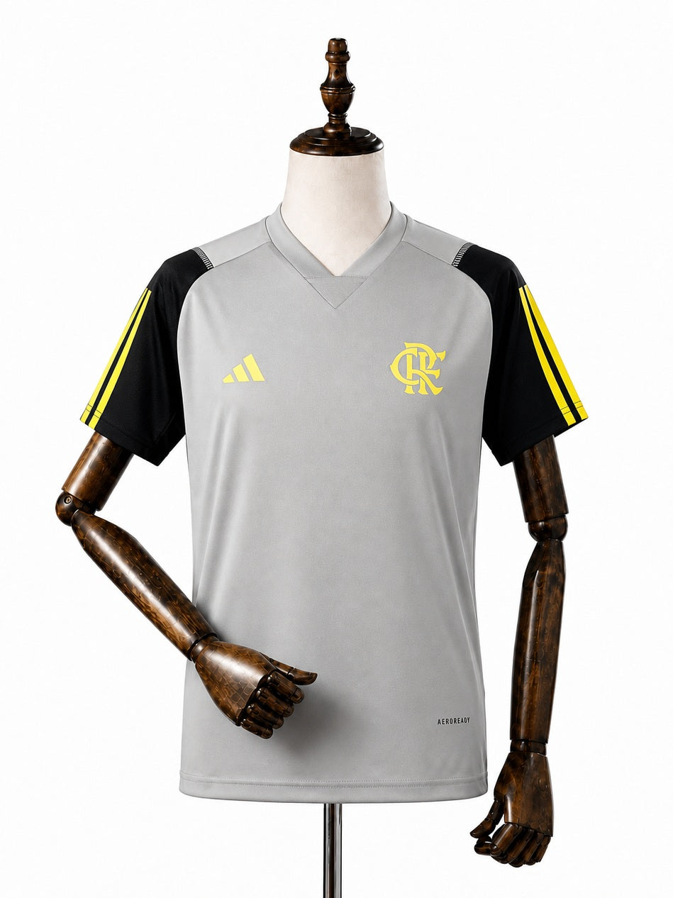 Flamengo Grey Training Women Jersey front wood mannequin white background