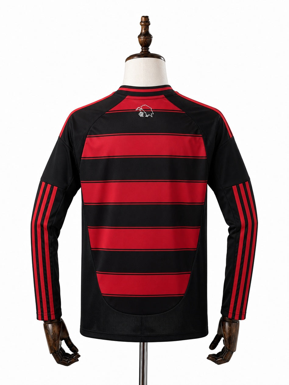 Flamengo home kids jersey back wood mannequin white background