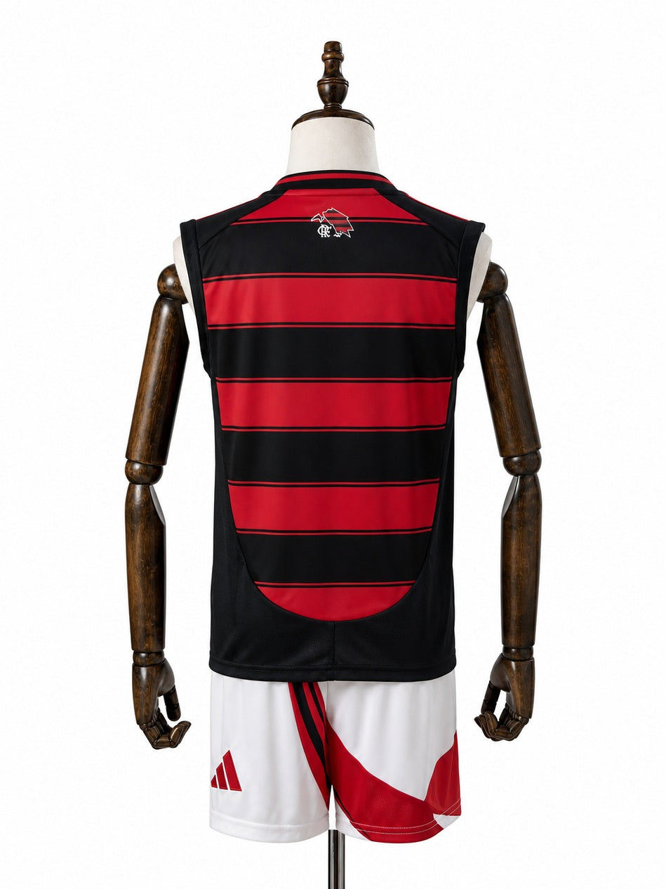 Flamengo home kids vest jersey back wood mannequin white background