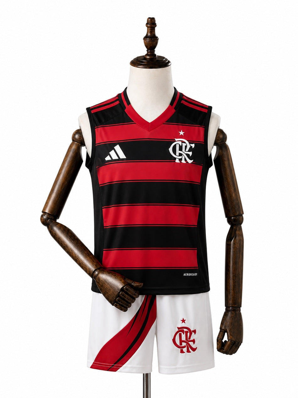 Flamengo home kids vest jersey front wood mannequin white background