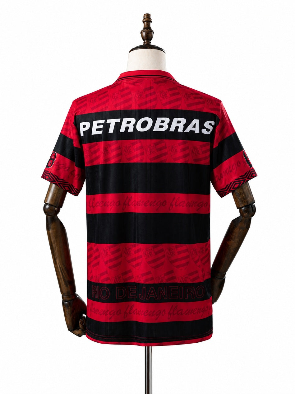 Flamengo Home Retro Jersey back wood mannequin white background