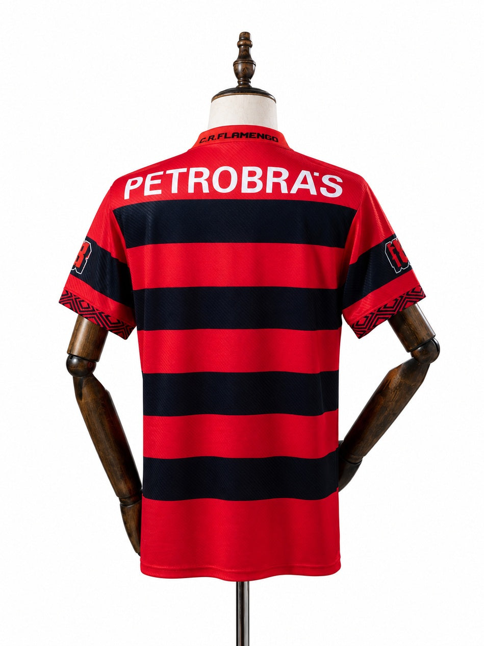 Flamengo Home Retro Jersey back wood mannequin white background