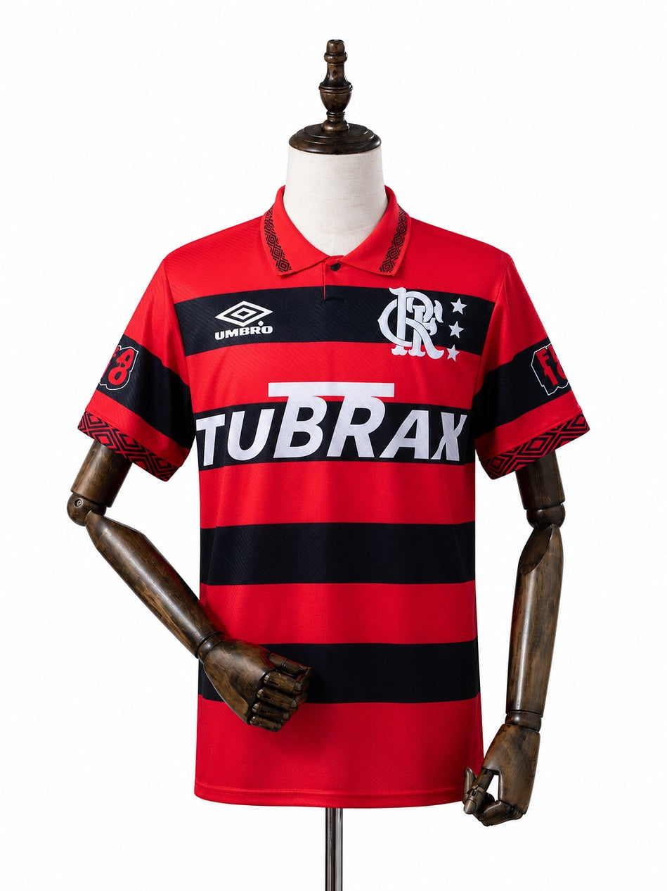 Flamengo Home Retro Jersey front wood mannequin white background