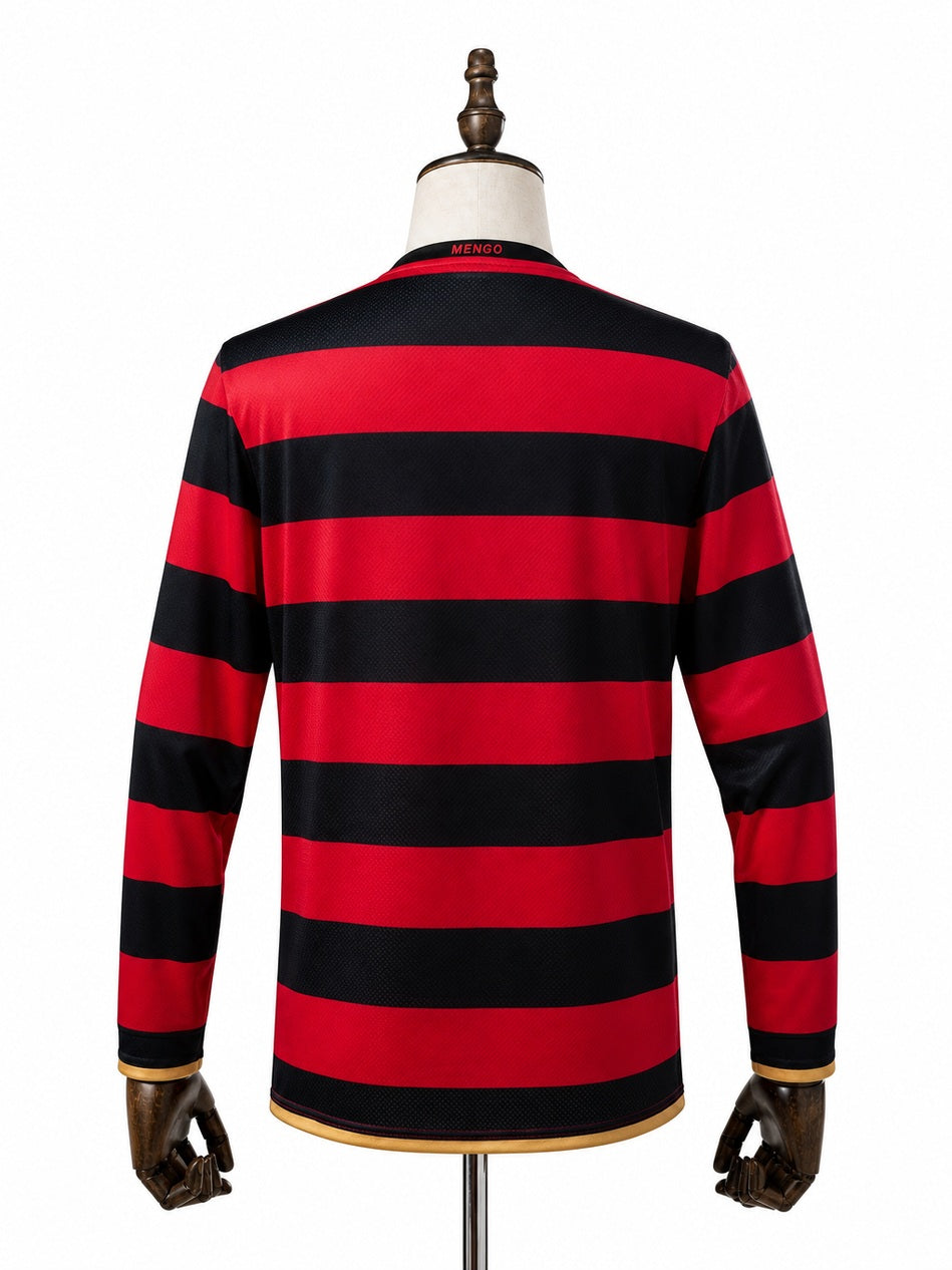 Flamengo Home Retro Long Sleeve Jersey back wood mannequin white background