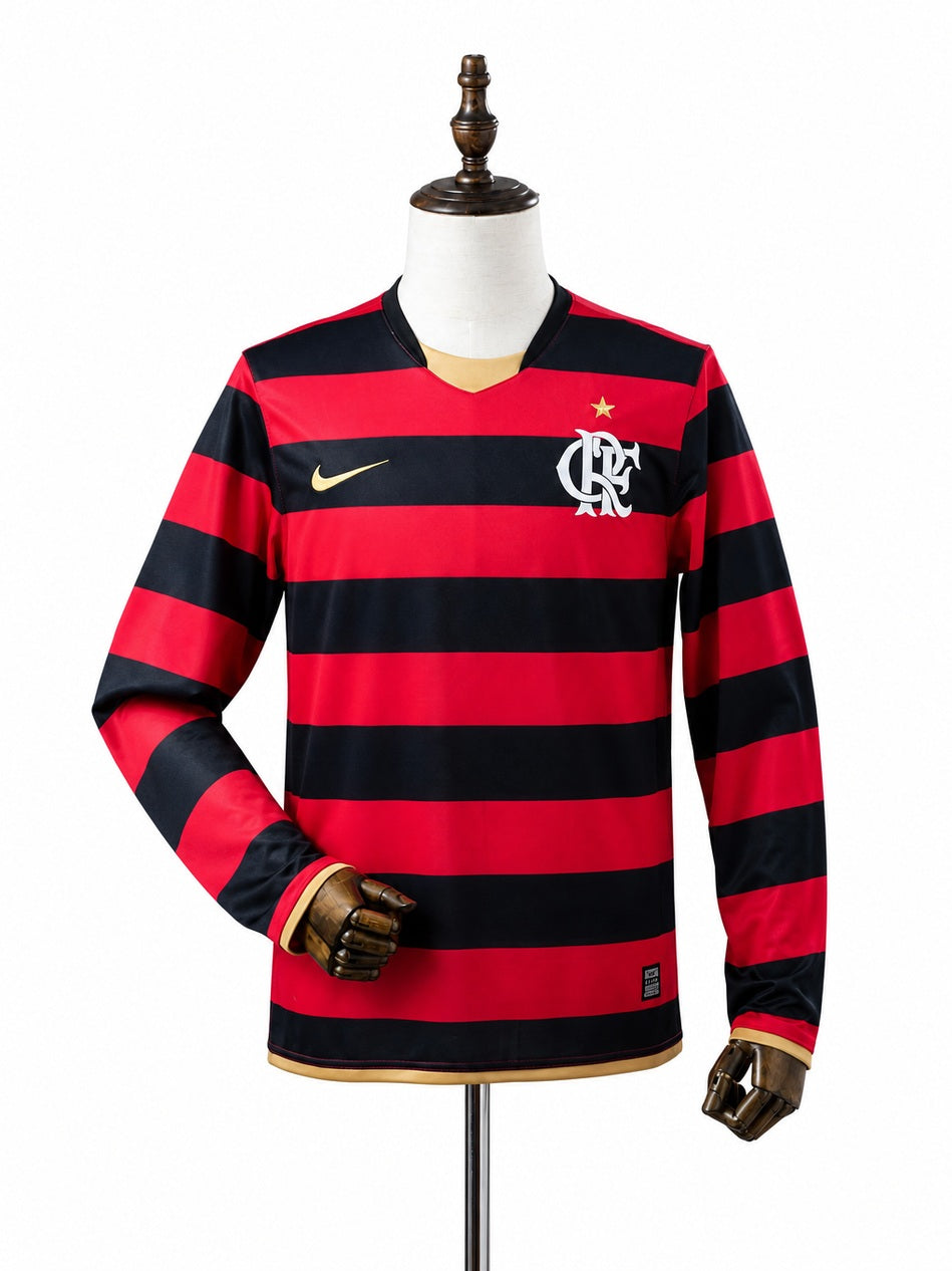 Flamengo Home Retro Long Sleeve Jersey front wood mannequin white background