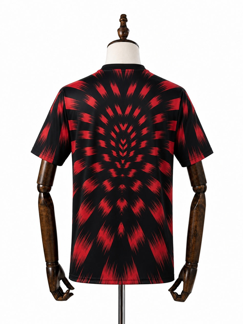 Flamengo Pre-Match Red and Black Jersey back wood mannequin white background