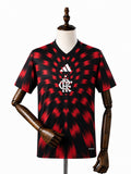 Flamengo Pre-Match Red and Black Jersey front wood mannequin white background