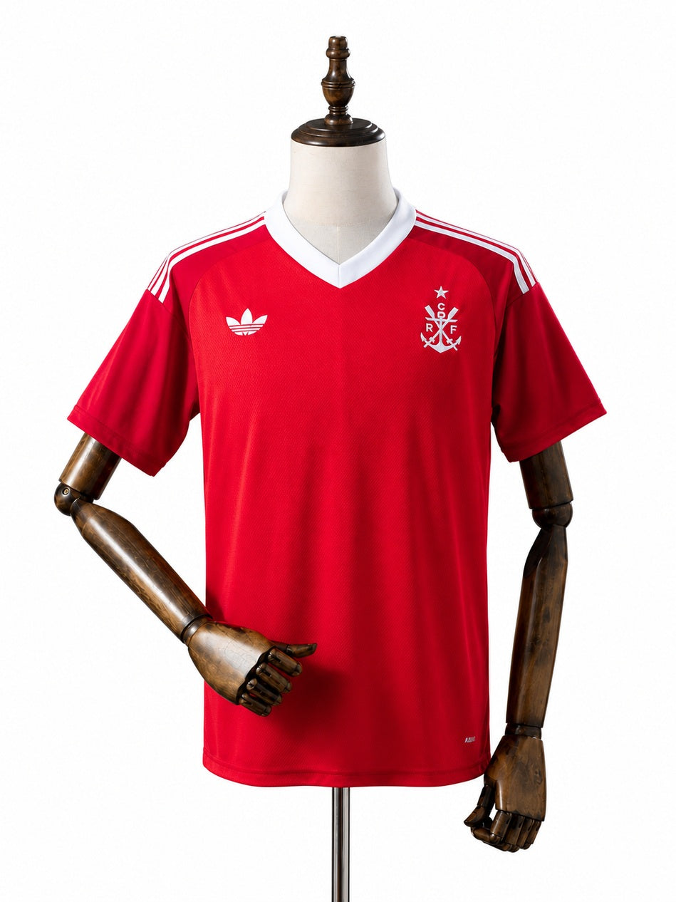 Flamengo Special Edition Red Jersey front wood mannequin white background