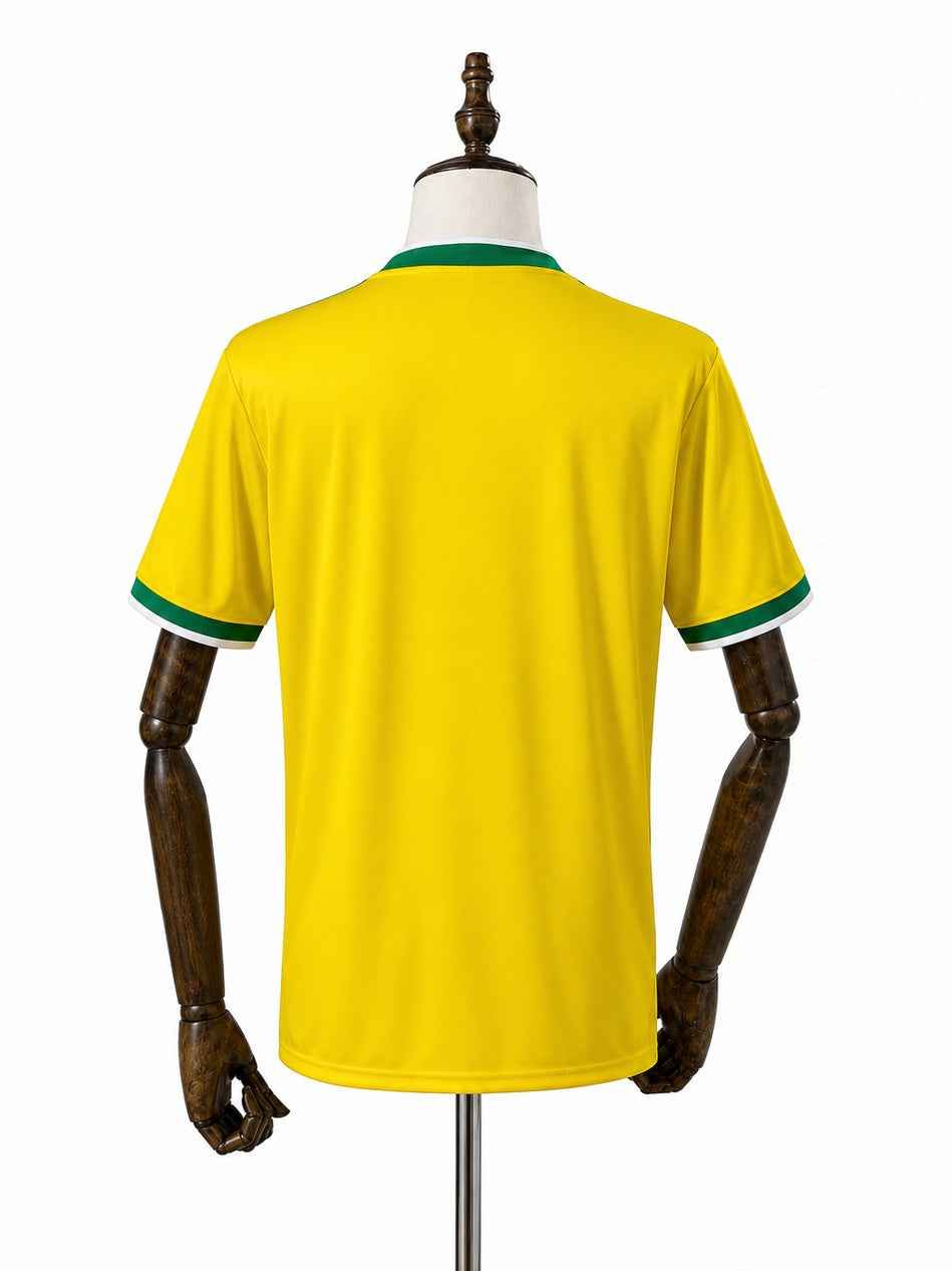 Flamengo Special Edition Yellow Jersey back wood mannequin white background