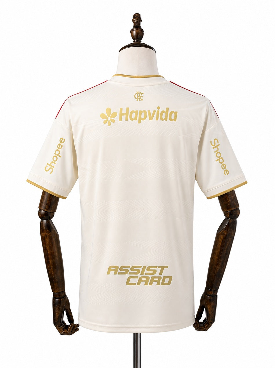 Flamengo Third Away All Sponsors Jersey back wood mannequin white background