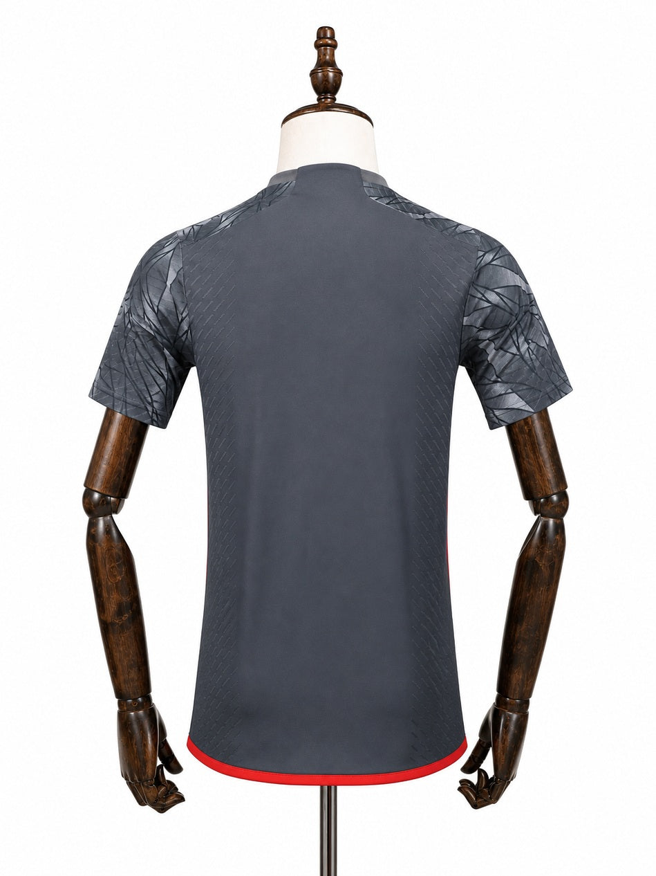 Flamengo Third Away black Player jersey back wood mannequin white background