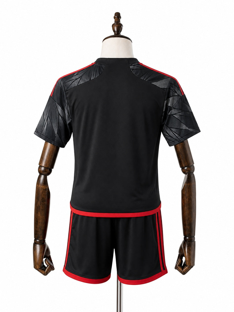 Flamengo Third Kids kit back wood mannequin white background