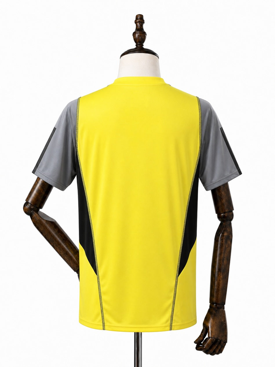 Flamengo Training Wear Yellow Jersey back wood mannequin white background
