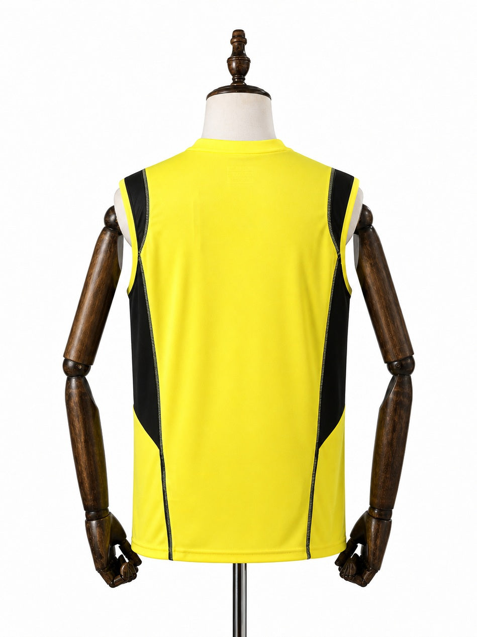 Flamengo Training Wear Yellow Vest Sleeveless Football Jersey back wood mannequin white background