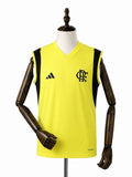 Flamengo Training Wear Yellow Vest Sleeveless Football Jersey front wood mannequin white background