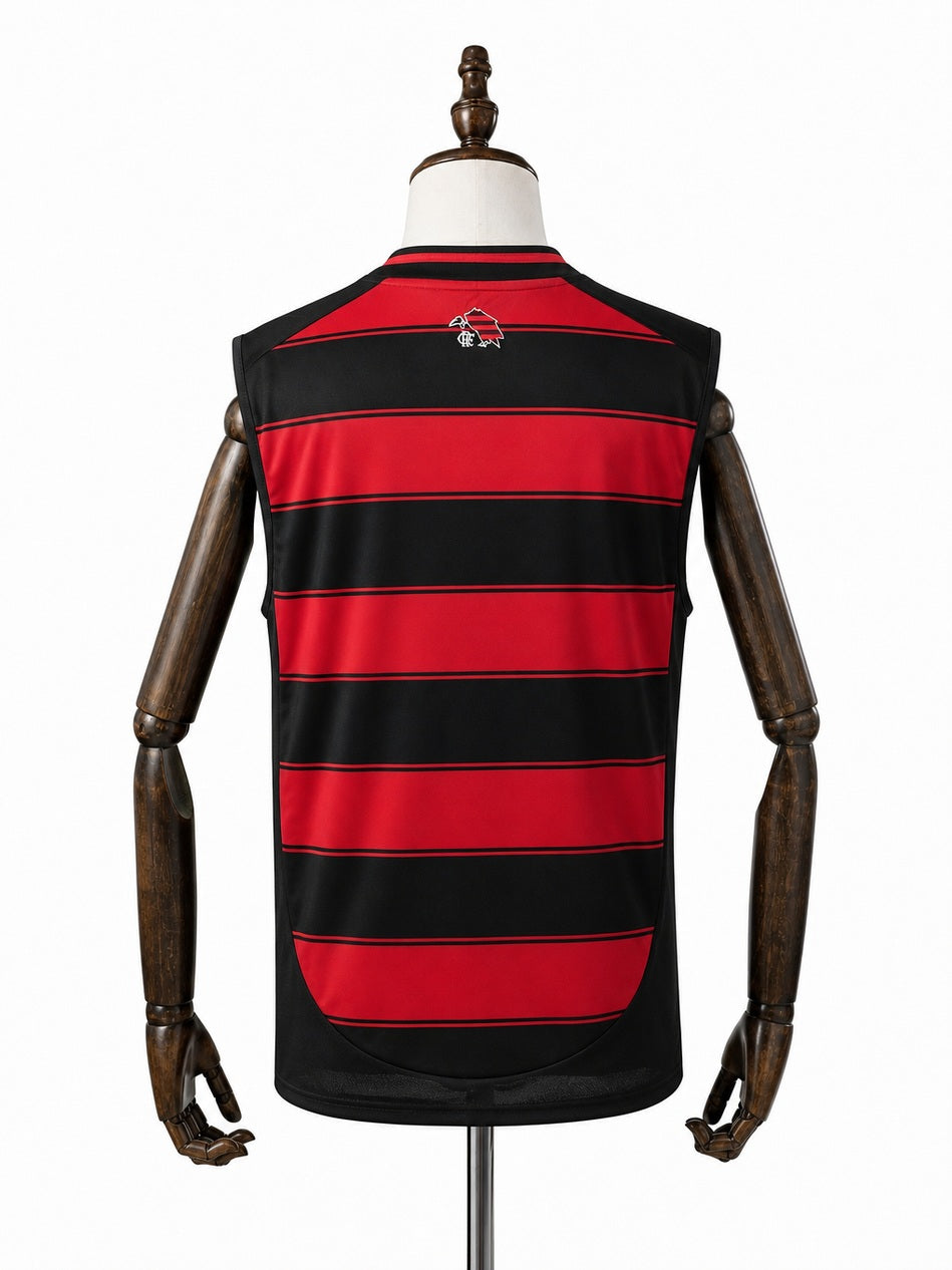 Flamengo Vest Sleeveless Home Football Jersey back wood mannequin white background