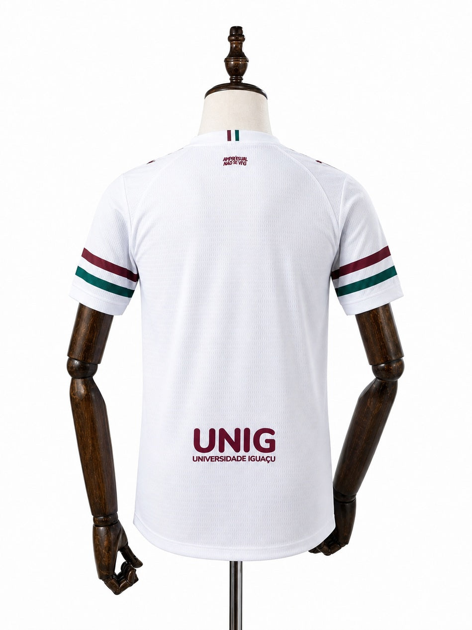 Fluminense 2026/27 Away Player Version Jersey All Sponsors Logos back wood mannequin white background