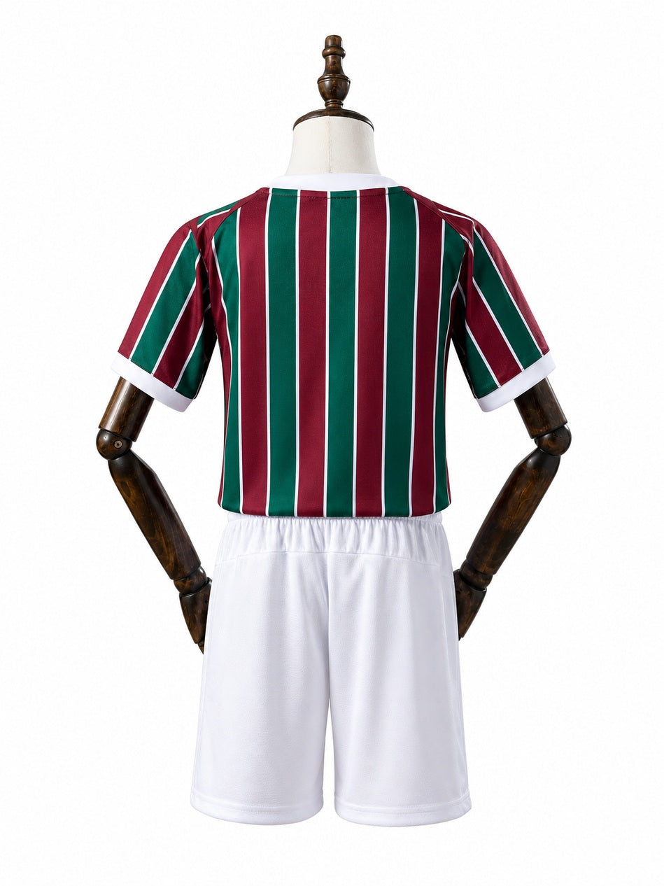 Fluminense 2026/27 Home Kids Kit back wood mannequin white background
