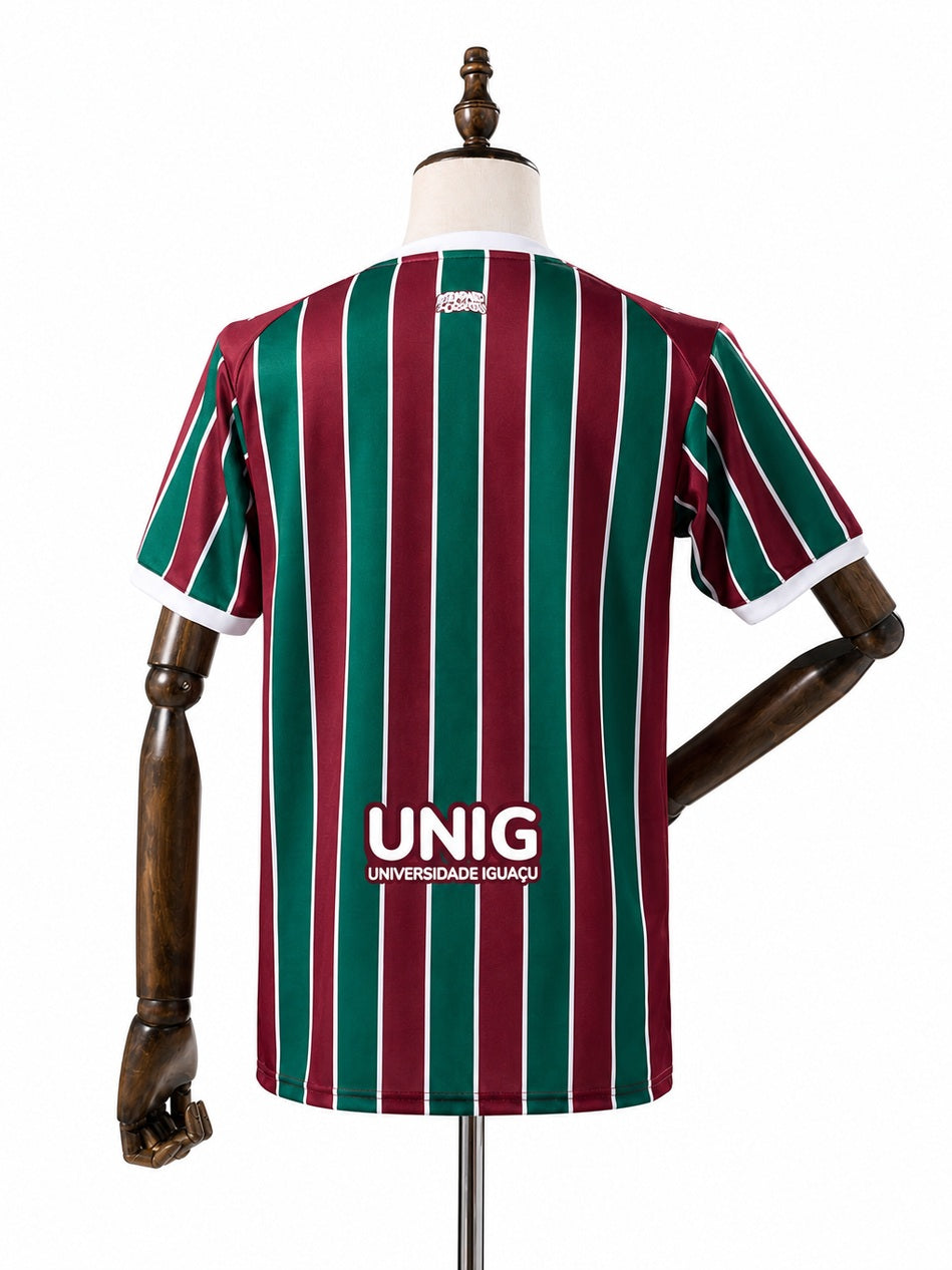 Fluminense 2026/27 Sponsor Home Jersey All Logos back wood mannequin white background