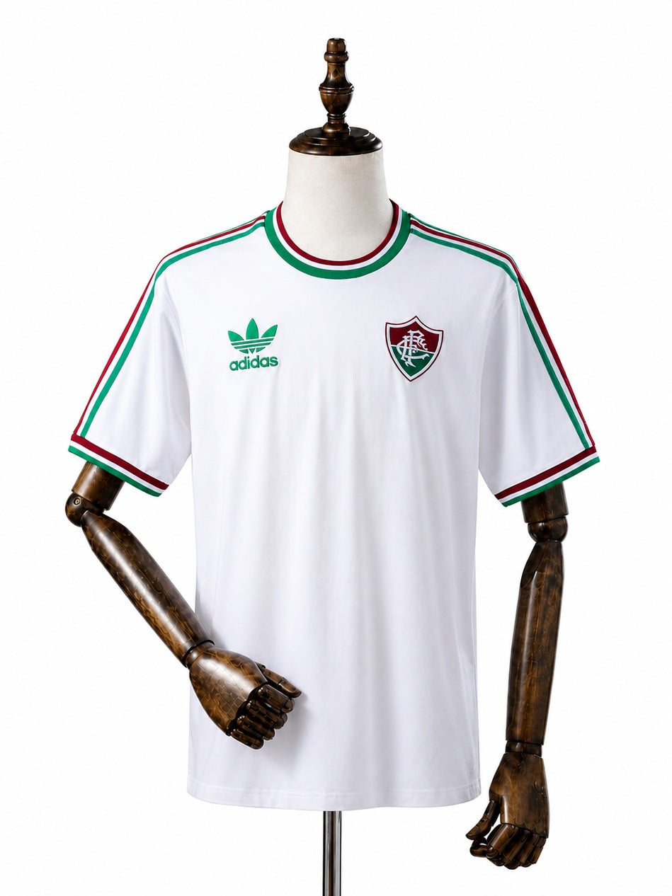 Fluminense Adidas Originals branca Retro Jersey front wood mannequin white background