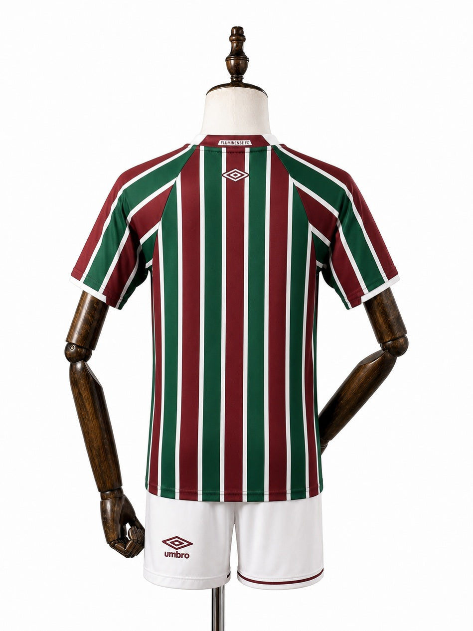 Fluminense home kids kit back wood mannequin white background