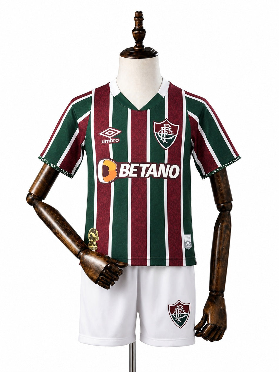 Fluminense home Kids kit front wood mannequin white background