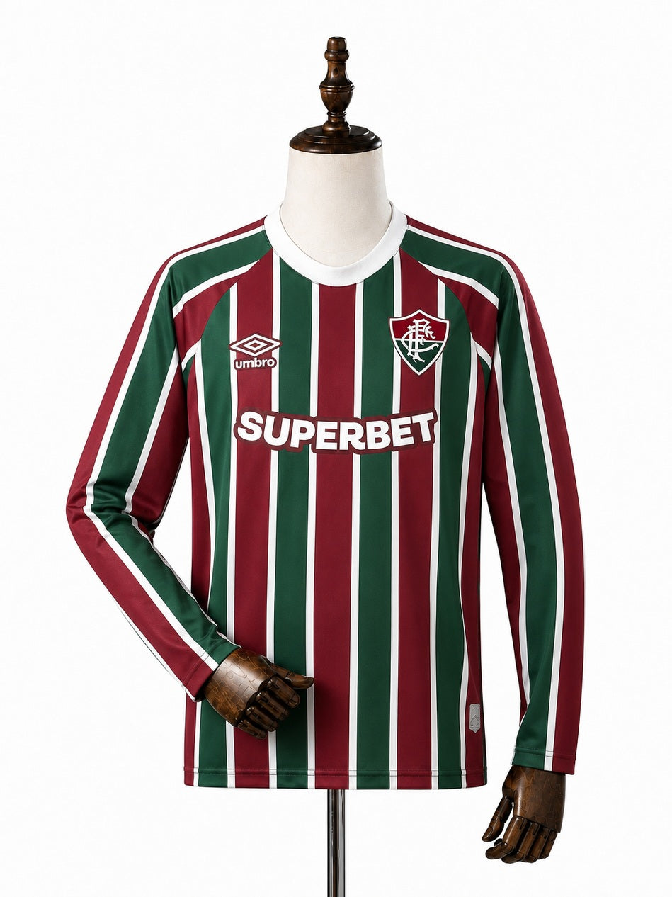 Fluminense Home Long Sleeve Jersey front wood mannequin white background