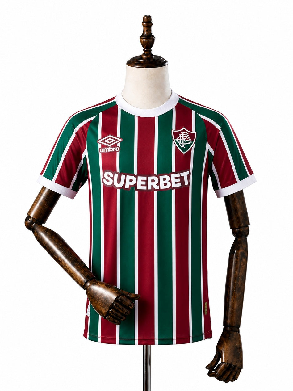 Fluminense Home Player Version Jersey front wood mannequin white background