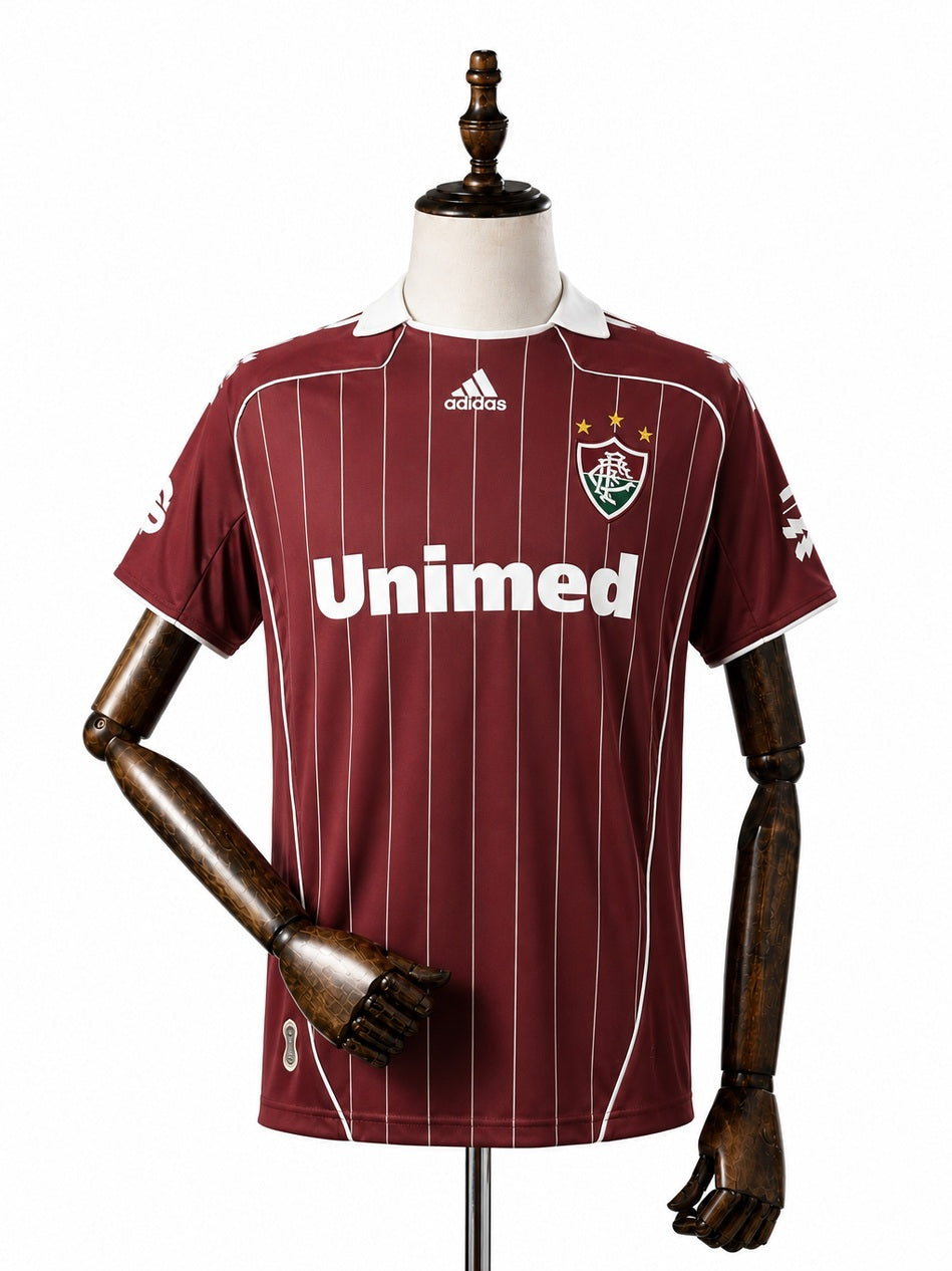 Fluminense Retro Third Away red Jersey front wood mannequin white background