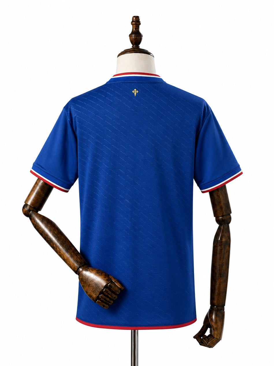 Fortaleza Commemorative Edition Blue Jersey back wood mannequin white background