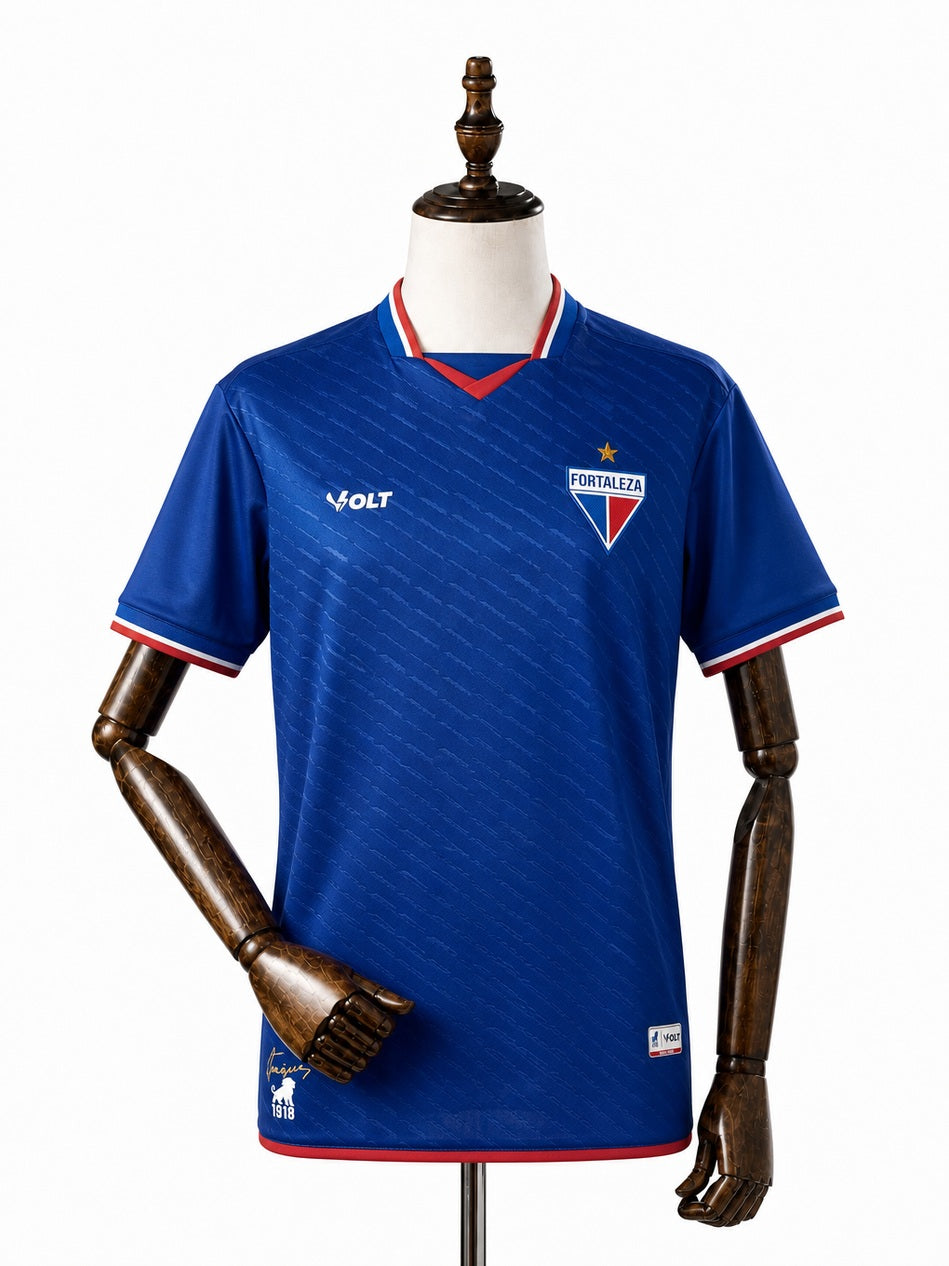 Fortaleza Commemorative Edition Blue Jersey front wood mannequin white background
