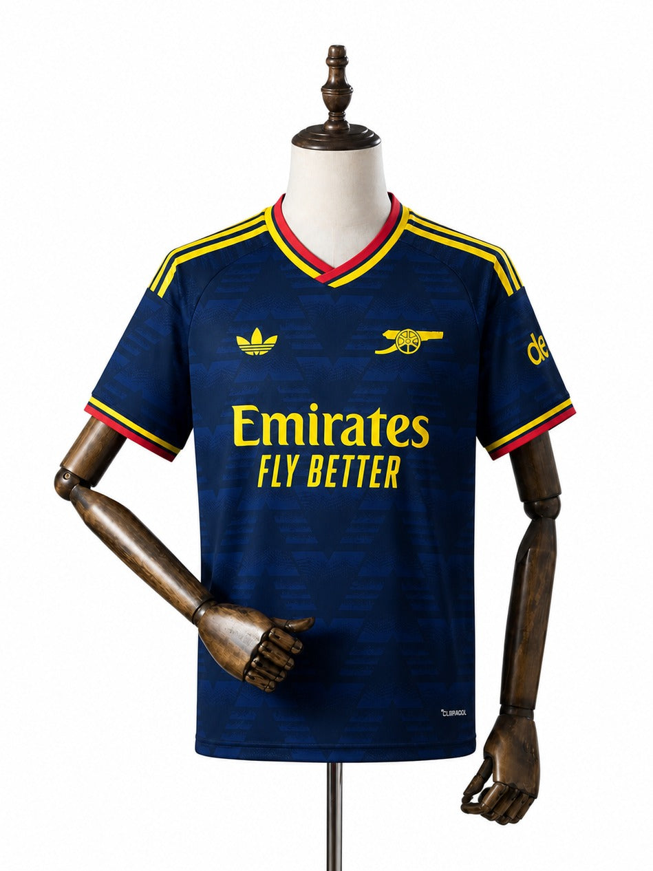 Camisa Arsenal - 2º Uniforme Torcedor 2026/27 frente manequim fundo branco