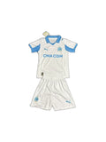 Camisa 2025-26 Marseille Home Infantil frente fundo branco