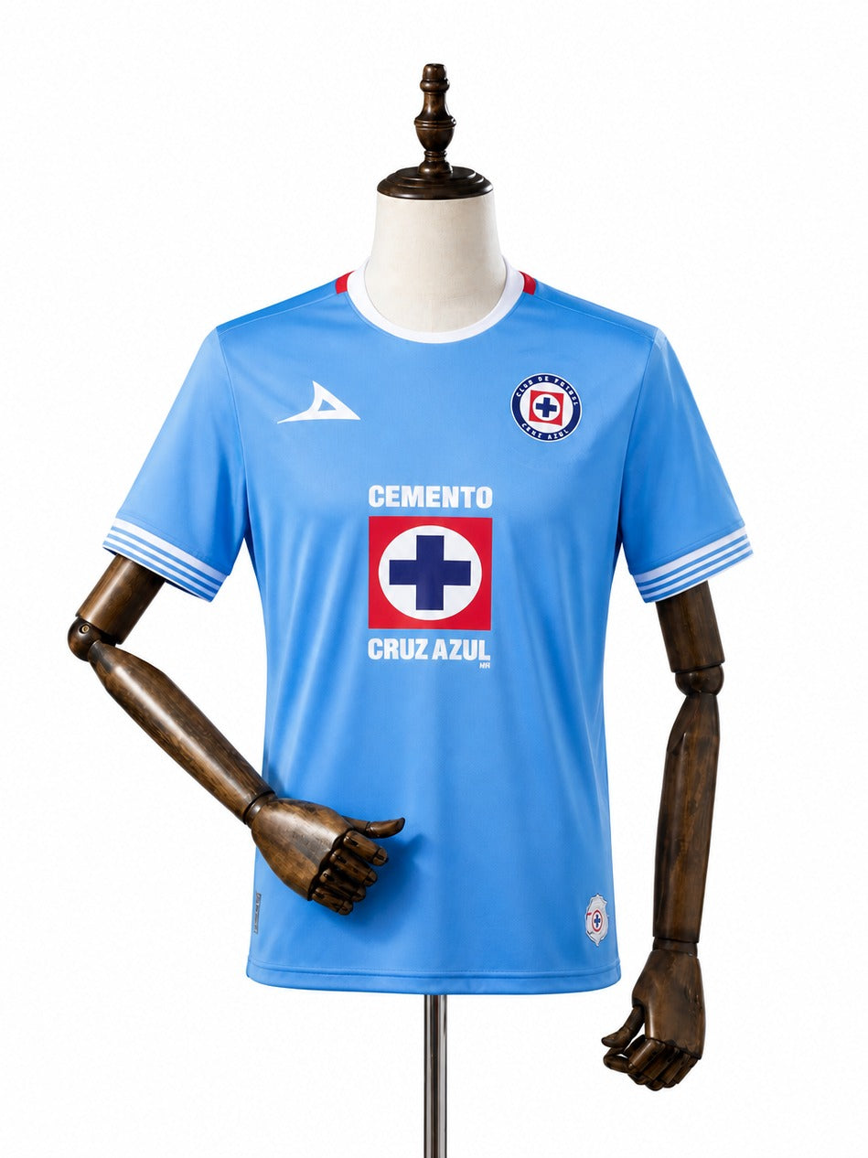 Camisa Cruz Azul - 1º Uniforme Torcedor 2024/2025 frente manequim fundo branco