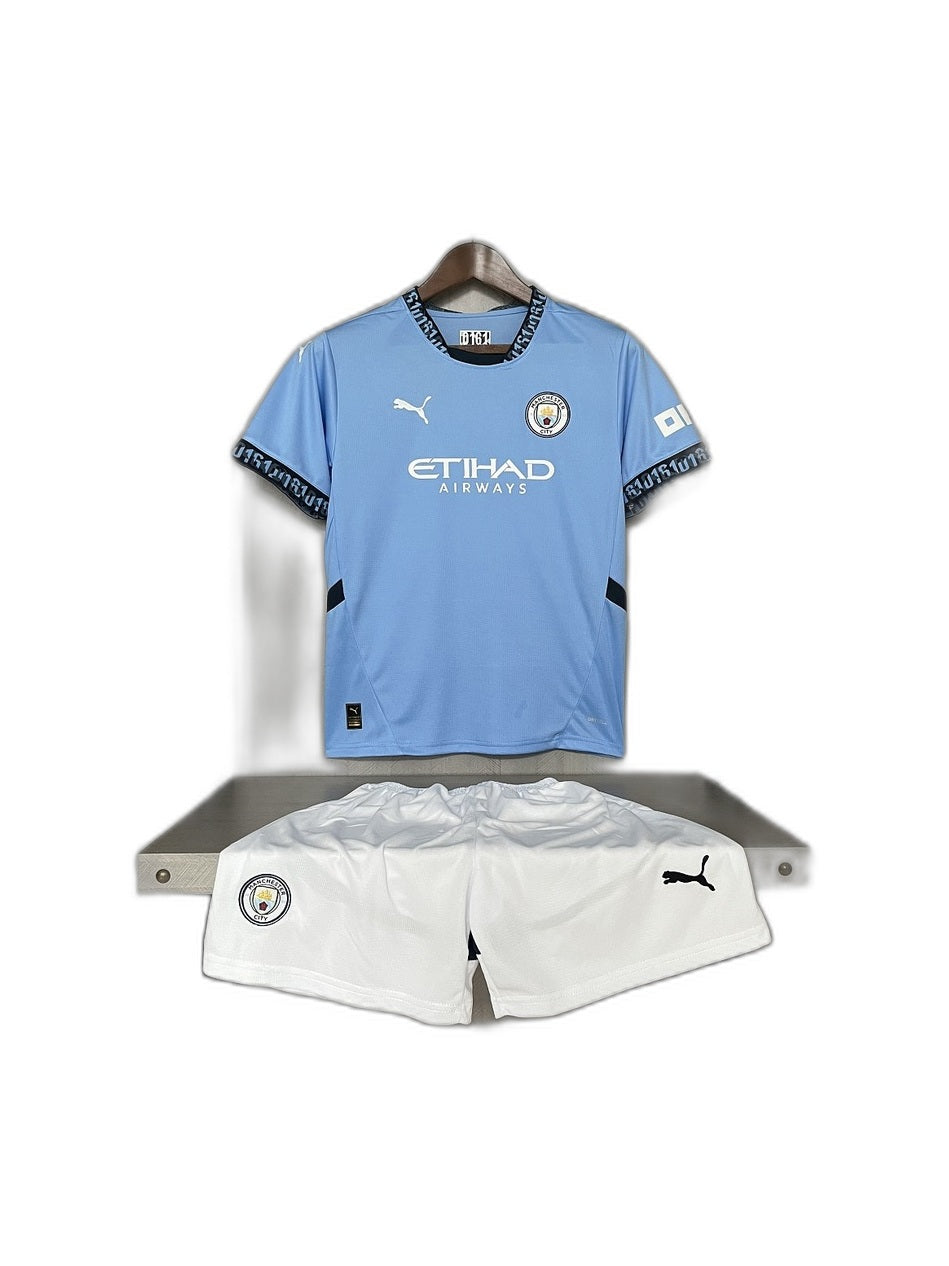 Camisa 2024-25 Manchester City Home Infantil frente fundo branco