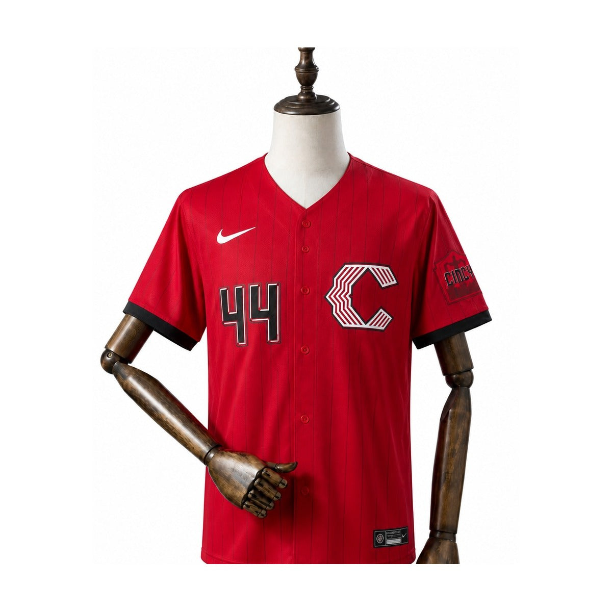 Cincinnati Reds MLB – Camisa Oficial Segunda (Away) frente manequim fundo branco