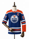 Edmonton Oilers NHL Jersey – Home & Away frente real web manequim fundo branco