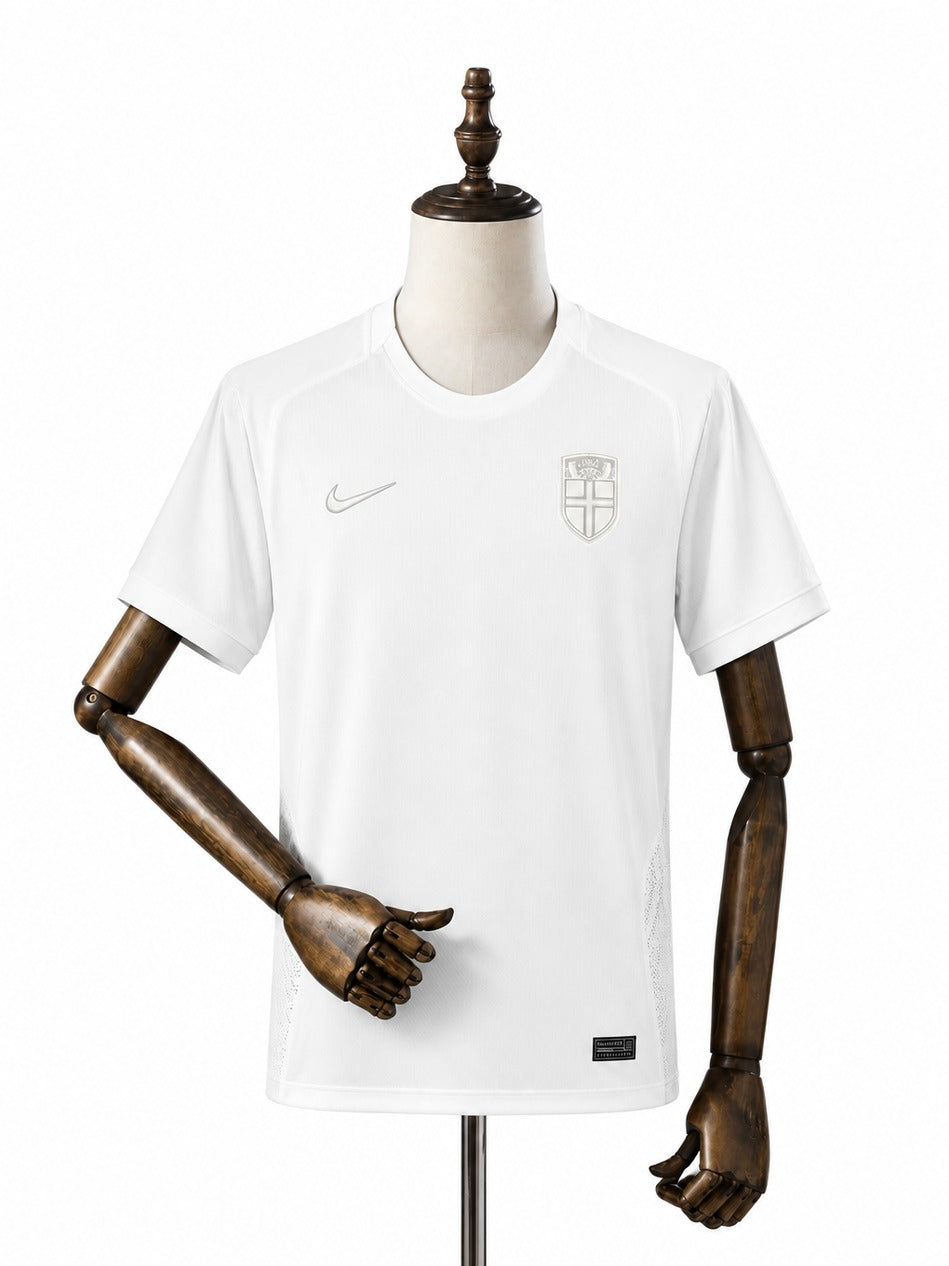 Camisa Seleção Noruega 2uniforme 2026 frente manequim fundo branco