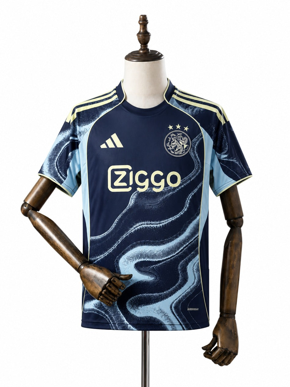 Camisa Ajax - 2º Uniforme Torcedor 2025/26 frente manequim fundo branco