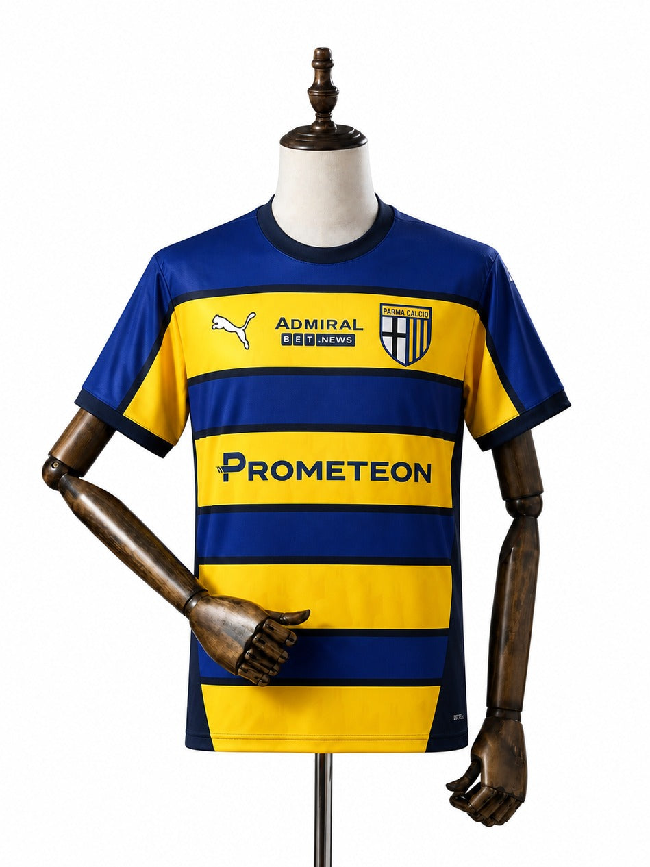 Camisa Parma - 2º Uniforme Torcedor 2024/25 frente manequim fundo branco