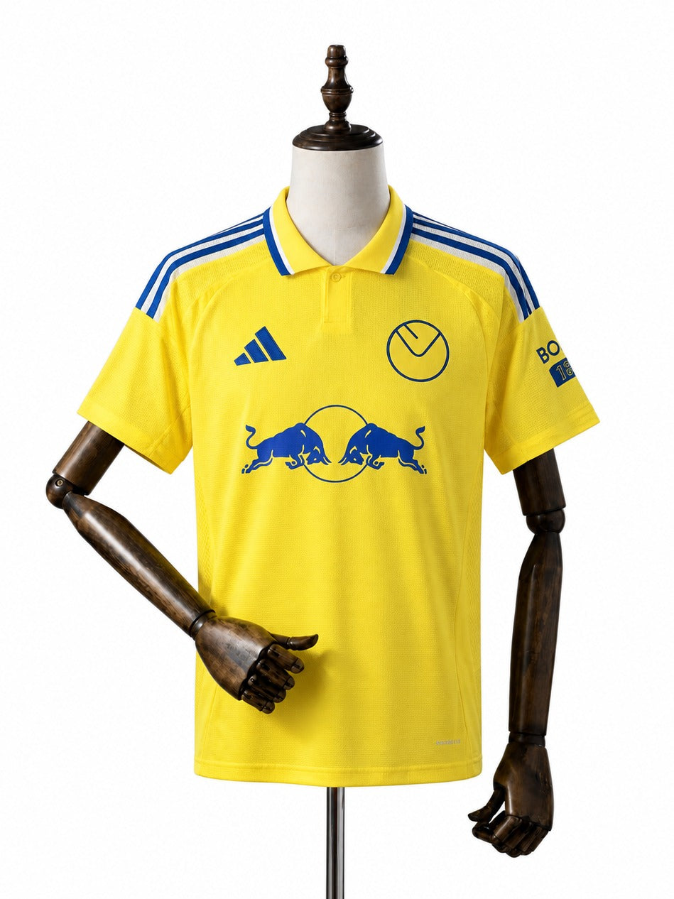 Camisa Leeds United - 2º Uniforme Torcedor 2024/25 frente manequim fundo branco