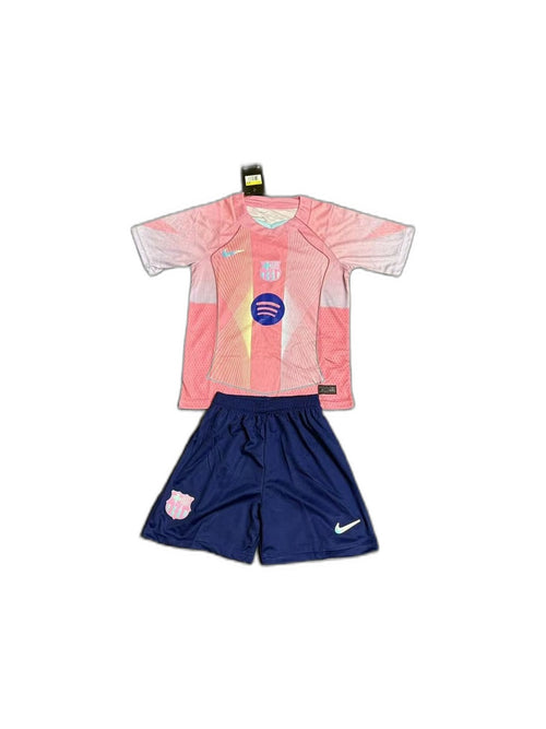 Camisa 2025-26 Barcelona Pink Infantil frente fundo branco