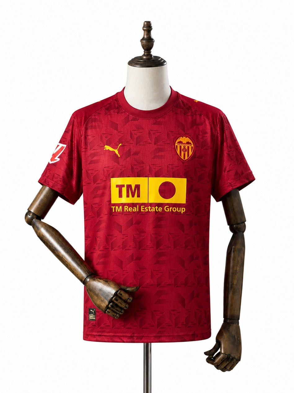 Camisa Valencia - 2º Uniforme Torcedor 2025/26 frente manequim fundo branco