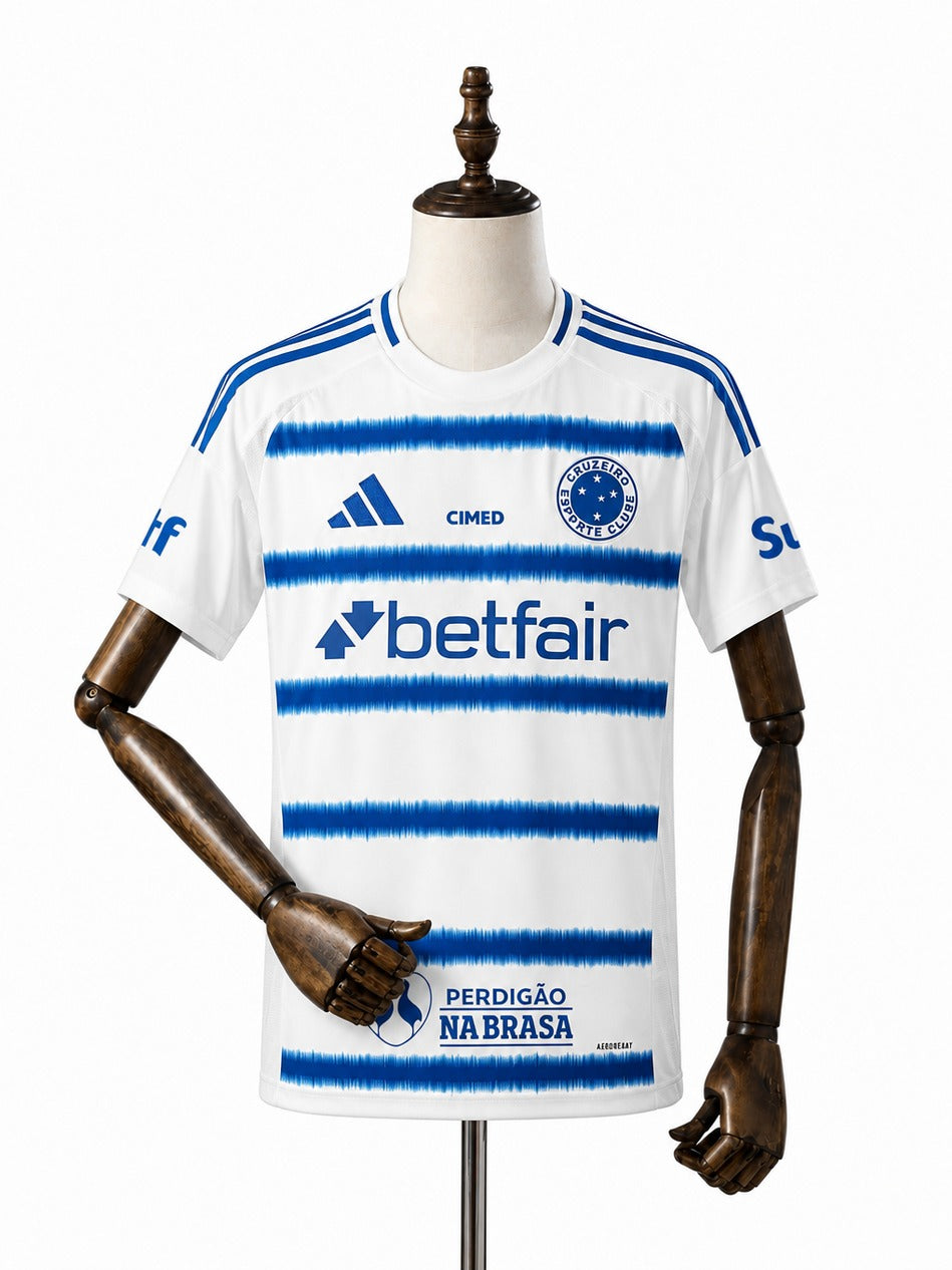 Camisa Cruzeiro – 2º Uniforme Jogador 2026 frente manequim fundo branco padronizada