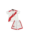 Camisa 2026 Peru home Infantil frente fundo branco